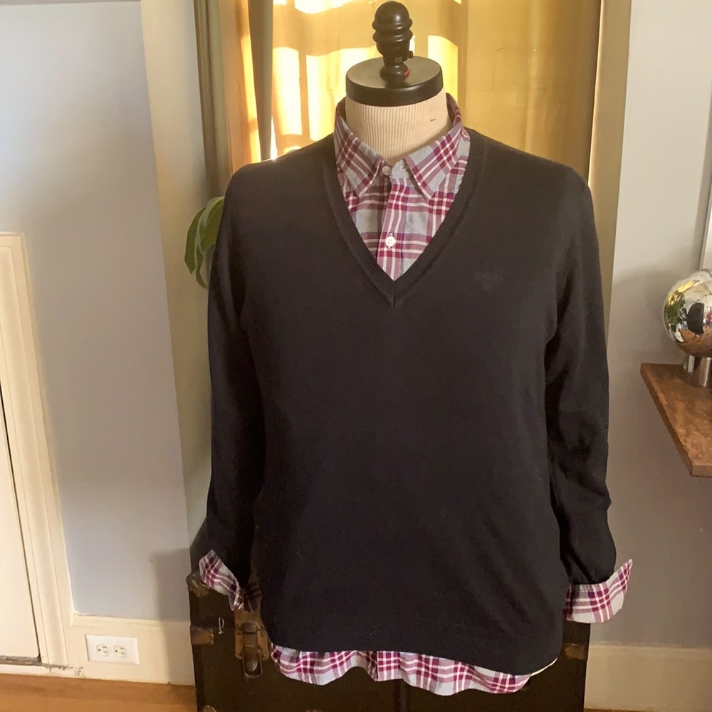 Barbour Pima Cotton Long Sleeve V neck